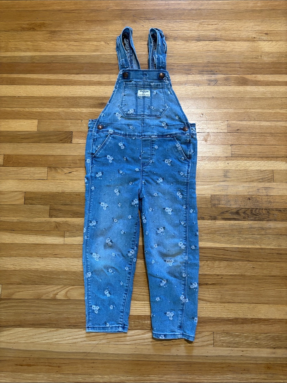 Oshkosh Girls Floral Denim Overalls